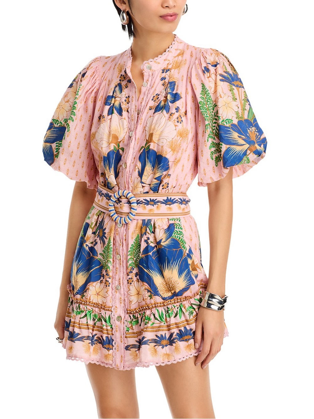 FARM Rio The Dream Garden Pink Mini Dress, XL
